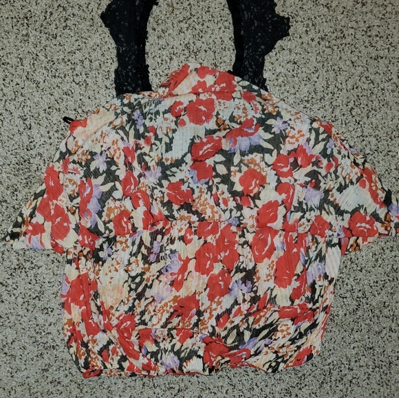 FREE PEOPLE Embroidered FLORAL FLOWY TANK TOP Blouse - Picture 3 of 5